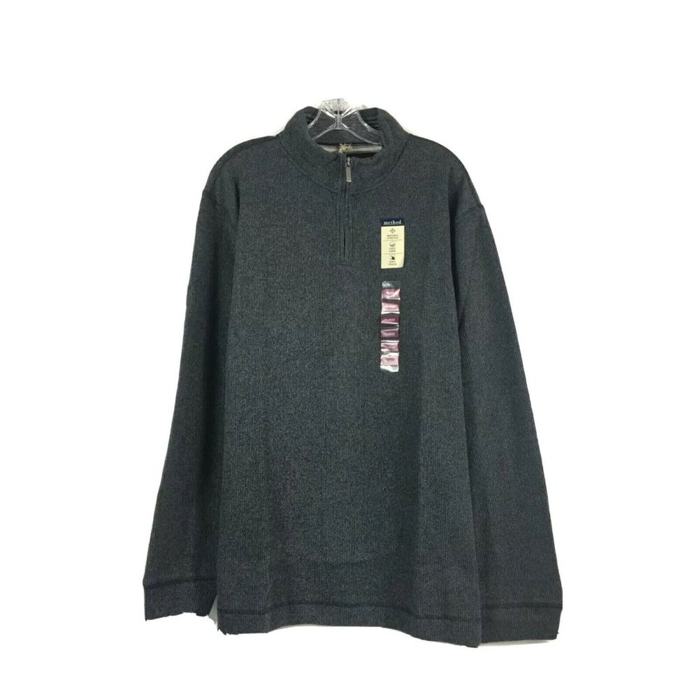 Method Mens Long Sleeve Quarter Zip Knit Sweater XL Black